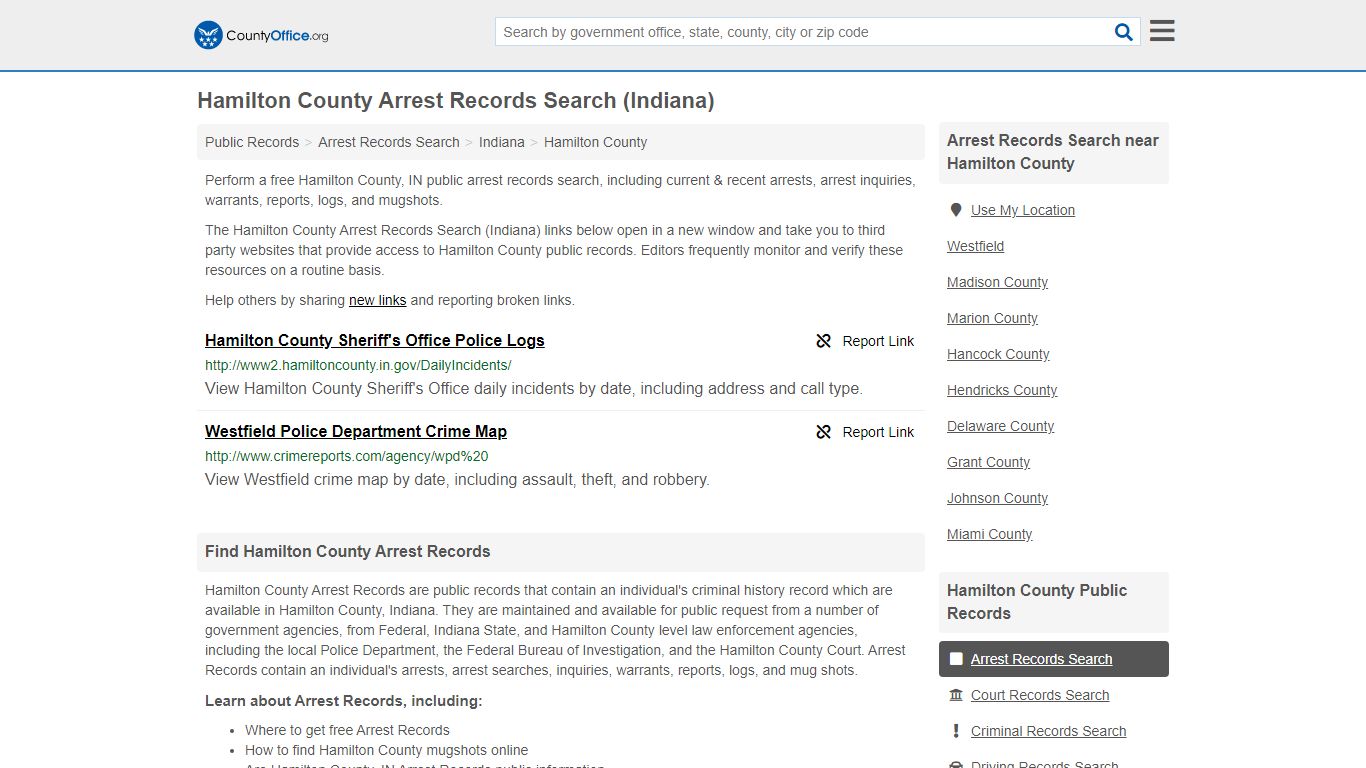 Arrest Records Search - Hamilton County, IN (Arrests ...